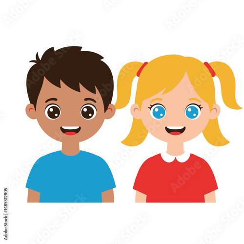 Kids drawing cartoon Vector illustration cute little kids icon Isolated on White