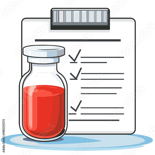 Medical checklist with test results and patient medical information. Health condition. Blood test result. Flat vector illustration
