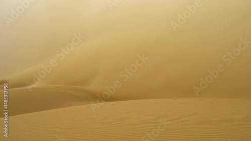 Desert Storm: A Golden Haze over Sand Dunes