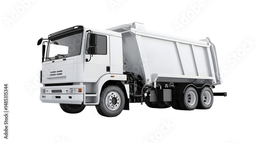 Modern White Garbage Disposal Truck Isolated on White Background