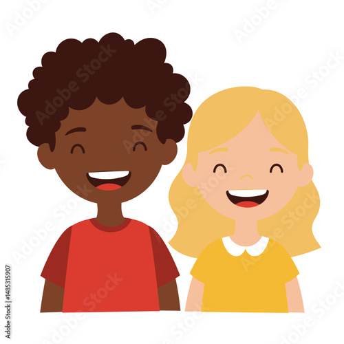 Kids drawing cartoon Vector illustration cute little kids icon Isolated on White