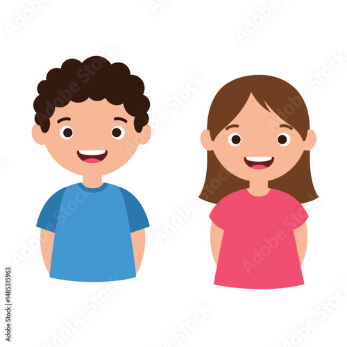Kids drawing cartoon Vector illustration cute little kids icon Isolated on White