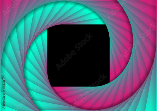 Abstract blue and purple geometric spiral paper tech background. Futuristic modern vector design