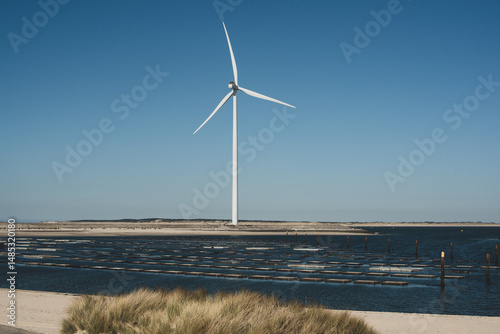 Wind turbine by the sea near the Deltawerk