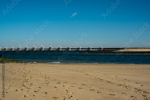 Wind turbine by the sea near the Deltawerk
