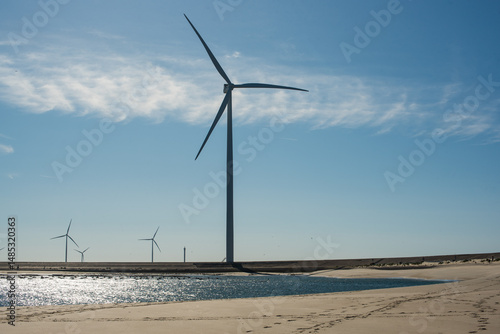 Wind turbine by the sea near the Deltawerk