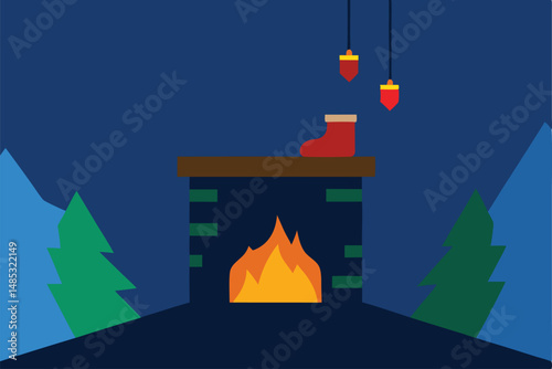 vector illustration of a temple in mountains