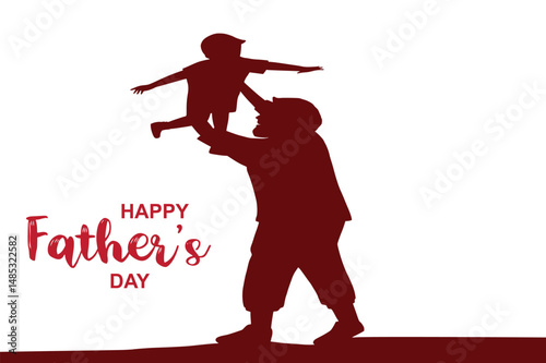 A dark-toned Father’s Day design showing a father tossing his son in the air, capturing pure joy and trust. “Happy Father’s Day” text adds a heartfelt festive touch.