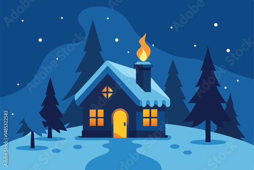winter landscape with house