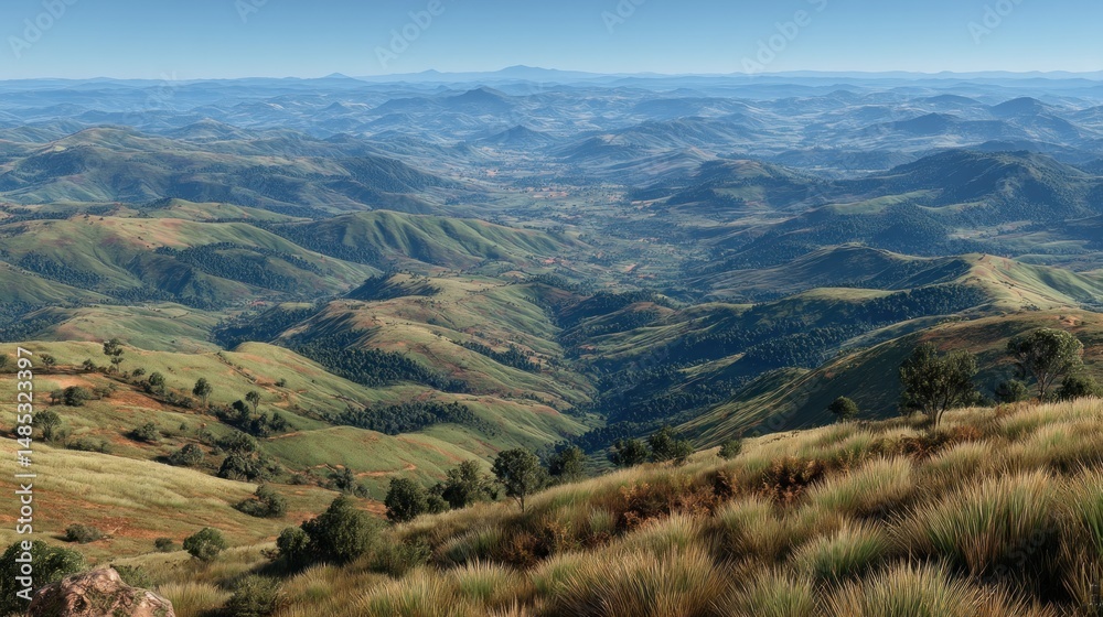 Naklejka premium Mountain valley landscape view