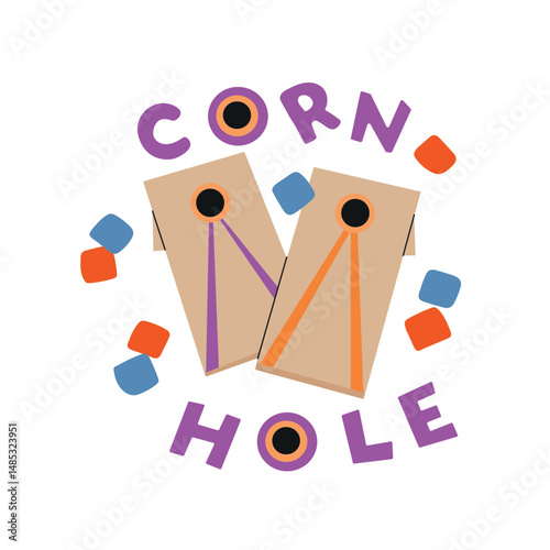 Cornhole game with two boards icon clipart avatar logotype isolated illustration