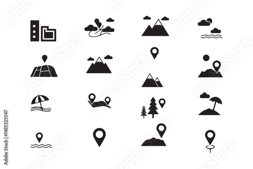 set of  map icons for vector  design 
