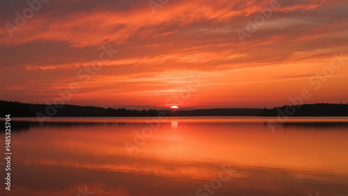 sunset over lake