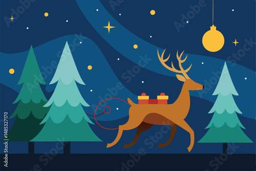 christmas card with reindeer