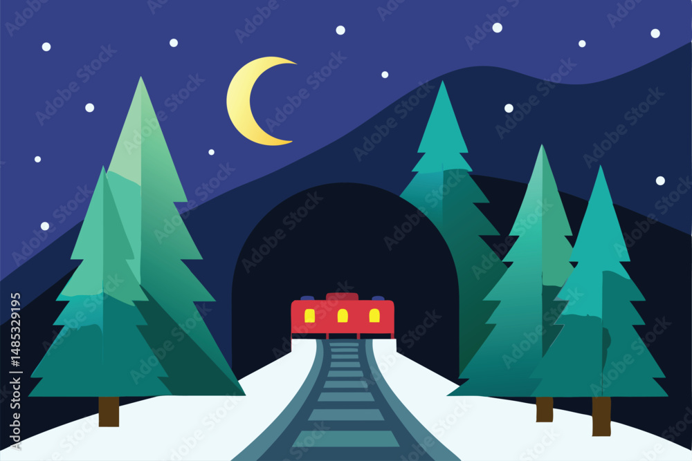 Fototapeta premium winter landscape with christmas tree