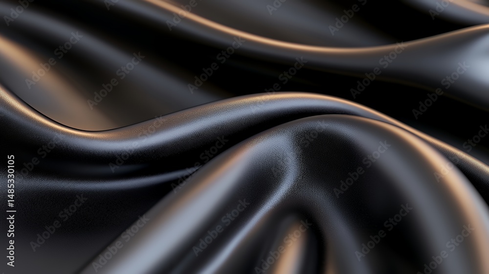 Fototapeta premium Black Fabric Flowing with Soft Curves