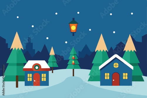 winter landscape with houses