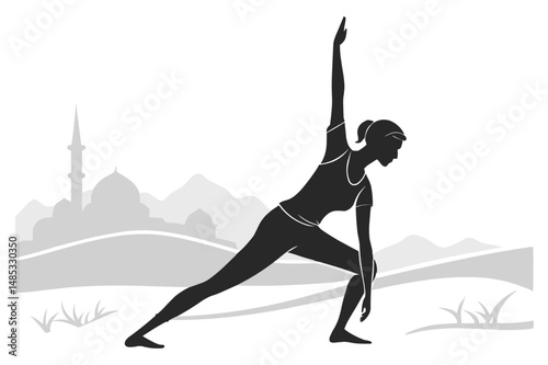 Yoga Middle East Silhouette Vector  Cultural Wellness and Meditation Art Design