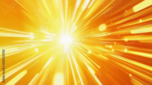 Speed of light illustration. Abstract background. Golden, orange beams