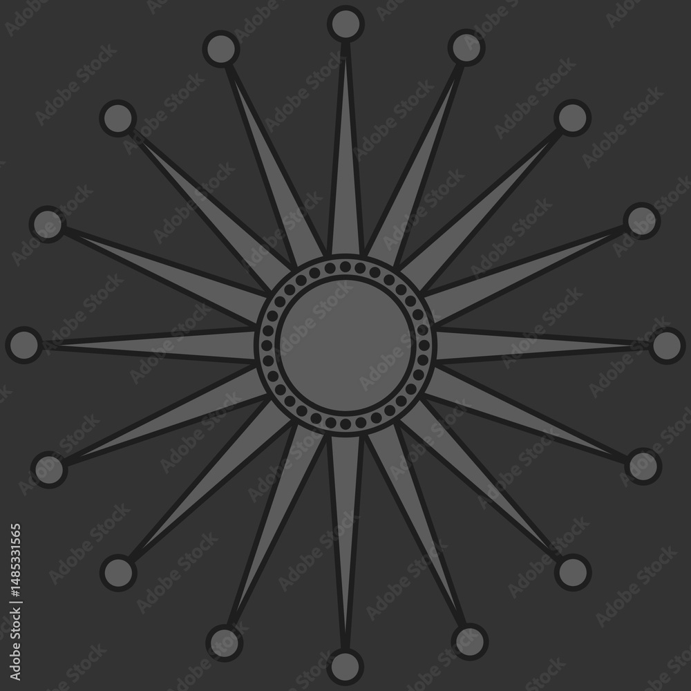 Obraz premium antique sun illustration; vintage solar depiction