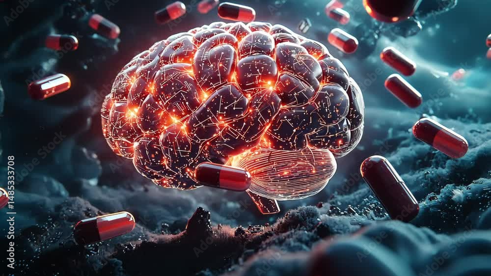 Exploring the connection between the brain and digital enhancement in an abstract visualization