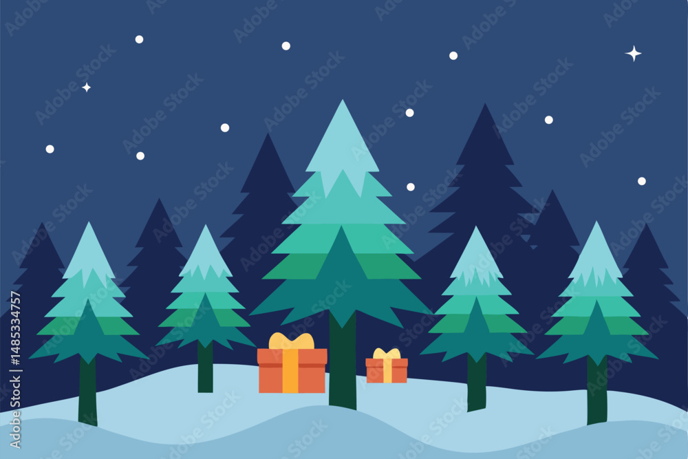 Fototapeta premium winter landscape with christmas tree
