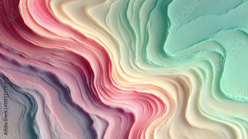 Pastel Topographic Abstract Texture Resembling Layered Terrain or Fluid Art