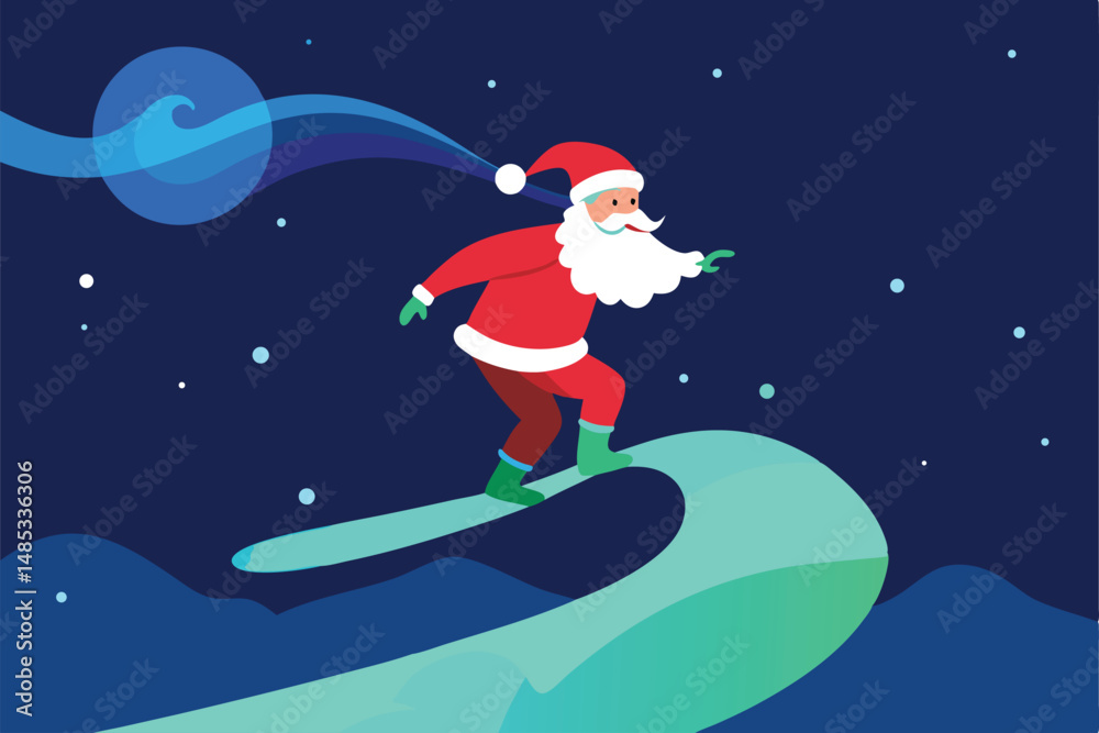Naklejka premium santa claus riding a sledge