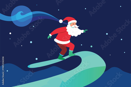santa claus riding a sledge