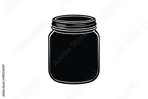 Silhouette art illustration of a traditional mason jar.eps