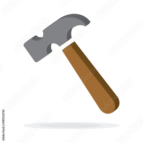 3d colorful Hammer isolated on white background. 3D Hammer for web, app, logo, UI.tool for industrial workers. Equipment for repair and reconstruction. Vector illustration, EPS 10.