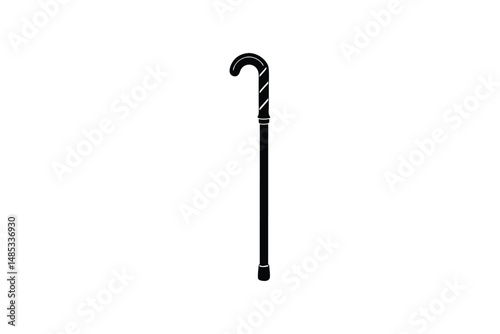 Silhouette art illustration of a traditional walking cane.eps