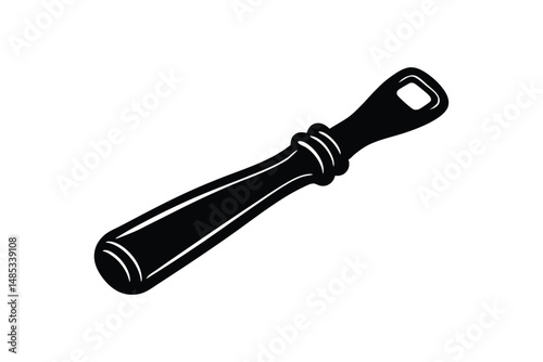 Silhouette art illustration of an antique bottle opener with wood grip.eps