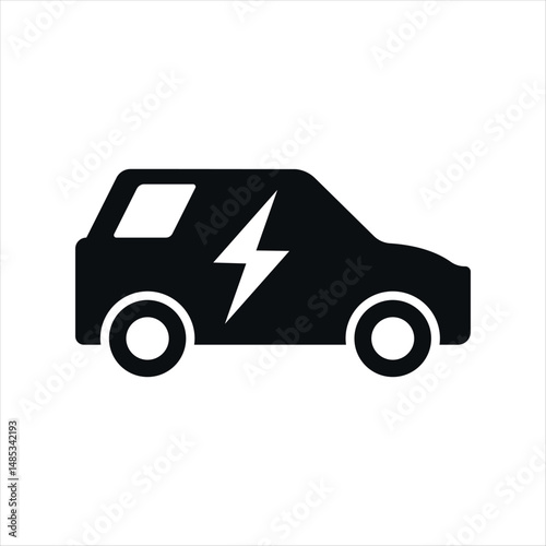 Electric car flat vector icon