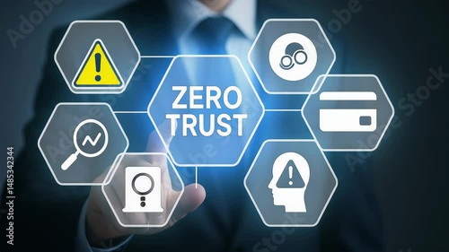 Conceptual image depicting zero trust cybersecurity principles and strategies.