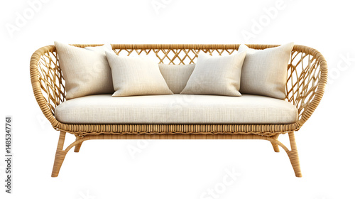 Modern Scandinavian Outdoor Rattan Couch & Armchair Isola in Garden Setting