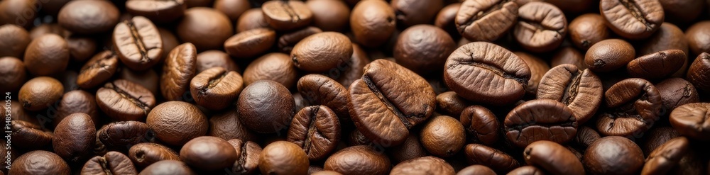 Fototapeta premium Variety of roasted coffee beans being combined , texture, blend