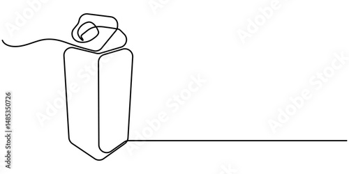 milk package continuous one line drawing, Packaged milk one continuous line design. Decorative elements drawn on a white background.                                                                    