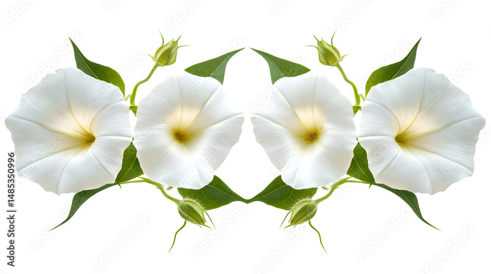 Obraz premium Symmetrical Bindweed Flower Isolated on White Background