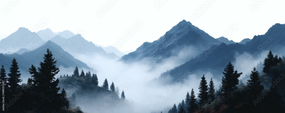 Obraz premium Misty Mountain Landscape View