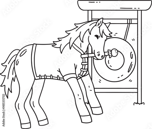 Year of the Horse 2026 with Gong Isolated Coloring