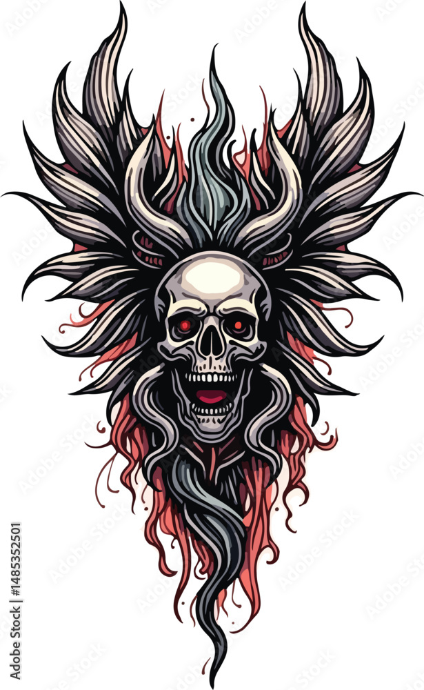 Fototapeta premium skull with wings tattoo