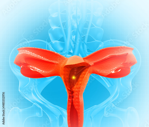 Dilation and curettage (d and c).endometrial biopsy.cervical cancer.3d illustration