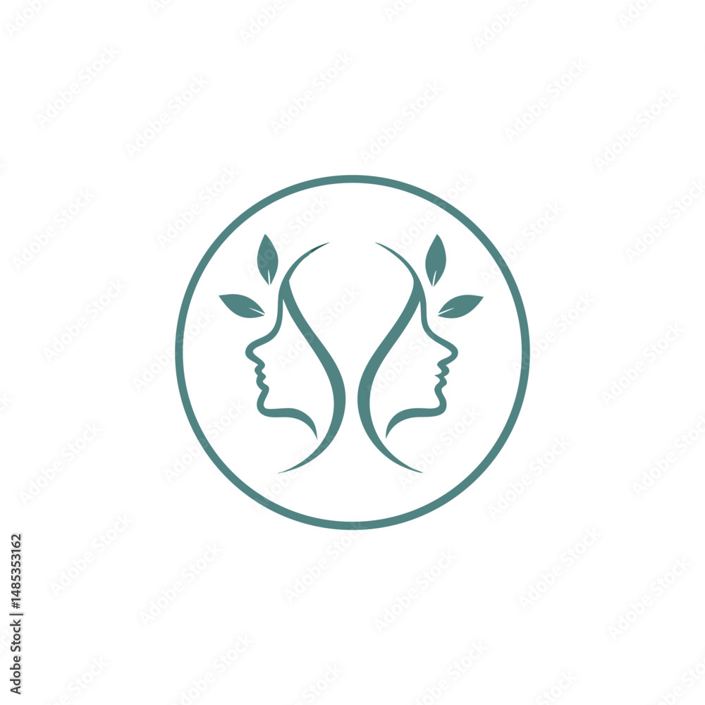 Mental Health vector silhouette with green nature and yoga style Mental Health vector silhouette with green nature and yoga style
