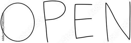シンプルな手書きのOPENの文字