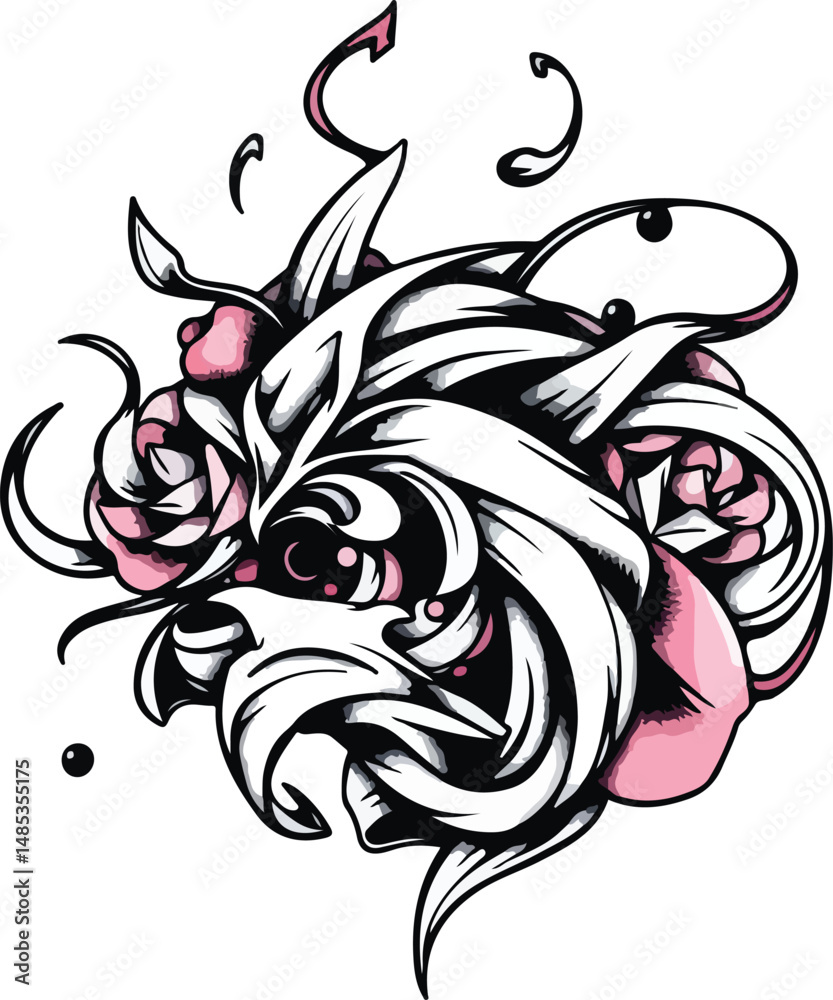 Obraz premium abstract floral ornament tattoo