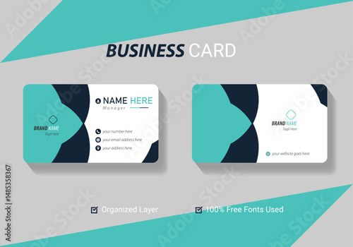 Professional Double-sided simple clean horizontal business card template