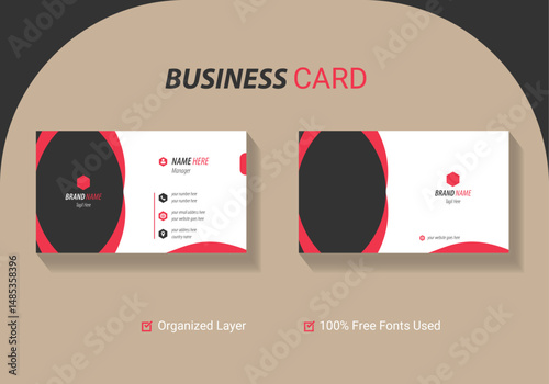 Professional Double-sided simple clean horizontal business card template