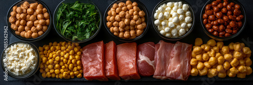 Wallpaper Mural Diverse protein source concept: High-protein food assortment for balanced diet planning, suitable for nutritional guides or recipe inspiration Torontodigital.ca