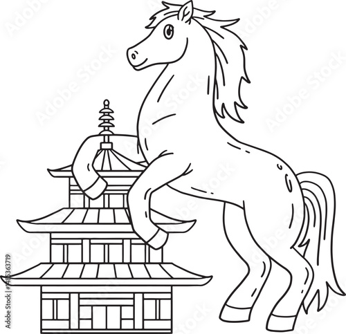 Year of the Horse 2026 Miniature Pagoda Isolated 